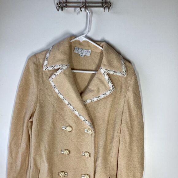 St. John Collection Beige Gold Button Cardigan Jacket Size 10 Elegant Knit - Picture 16 of 16